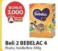 Promo Harga BEBELAC 4 Susu Pertumbuhan Madu, Vanila 400 gr - Alfamart