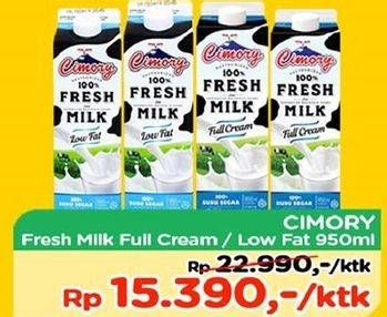 Promo Harga CIMORY Fresh Milk Full Cream, Low Fat 950 ml - TIP TOP
