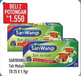 Promo Harga Sariwangi Teh Melati per 2 box 25 pcs - Hypermart