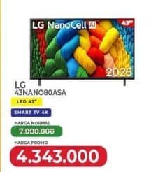 Promo Harga LG 43NANO80ASA Smart TV 4K 43 Inci NanoCell AI NANO80  - Yogya