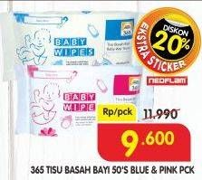 Promo Harga 365 Tisu Basah Bayi Blue, Pink 50 pcs - Superindo
