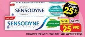 Promo Harga Sensodyne Pasta Gigi Fresh Mint, Deep Clean, Fresh Mint 100 gr - Superindo