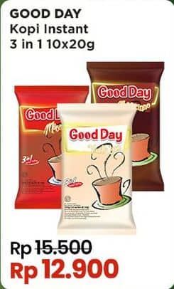Promo Harga Good Day Instant Coffee 3 in 1 per 10 sachet 20 gr - Indomaret