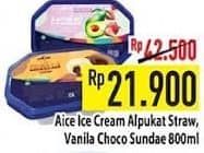 Promo Harga Aice Sundae Alpukat Strawberry, Vanilla Chocolate 800 ml - Hypermart