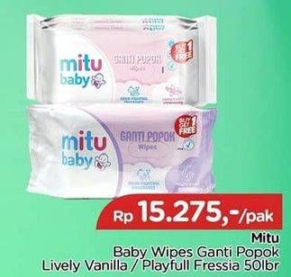 Promo Harga MITU Baby Wipes Ganti Popok White Lively Vanilla, Purple Playful Fressia 50 pcs - TIP TOP