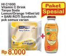 Promo Harga HI C1000 Lemon/Orange + SARI ROTI Sandwich semua varian  - Indomaret