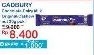 Promo Harga Cadbury Dairy Milk Cashew Nut, Original 30 gr - Indomaret