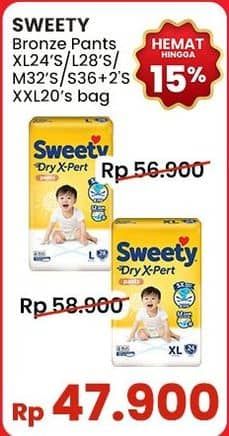 Promo Harga Sweety Bronze Pants Dry X-Pert XL24, L28, M32, S36+2, XXL20 20 pcs - Indomaret