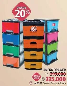 Promo Harga ALASKA Quatrona Drawer 4 Susun  - LotteMart