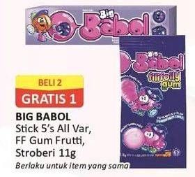 Promo Harga BIG BABOL Candy Gum Strawberry, Tutti Fruty 5 pcs - Alfamart