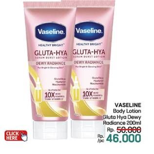 Promo Harga Vaseline Healthy Bright Gluta-Hya Lotion Dewy Radiance 200 ml - LotteMart