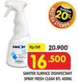 Promo Harga SANITER Air & Surface Sanitizer Aerosol Fresh Clean 450 ml - Superindo