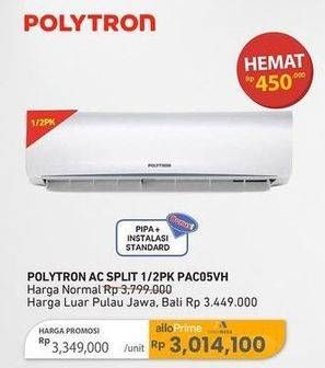 Promo Harga Polytron PAC05VH - AC 1/2PK  - Carrefour