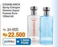 Promo Harga CASABLANCA Spray Cologne Glass Homme Aqua, Femme Pure 100 ml - Indomaret