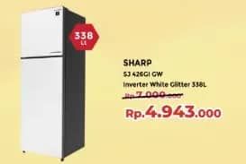 Promo Harga Sharp SJ-426GI-GW 2 Door Shine Glass Door J-Tech Inverter 338 Liter   - Yogya