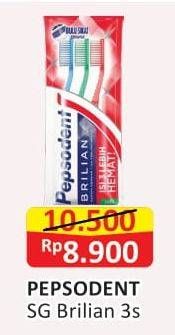 Promo Harga Pepsodent Sikat Gigi Brilian Soft 3 pcs - Alfamart