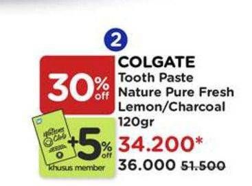 Promo Harga Colgate Toothpaste Natural Extracts/Charcoal Deep Clean   - Watsons