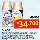 Promo Harga Glade Matic Spray Refill Lavender Vanilla, Lemon, Ocean Escape, Peony Berry Bliss, Elegant Vanilla Oud Wood 146 ml - Alfamidi