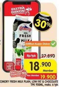 Promo Harga CIMORY Fresh Milk Low Fat, Chocolate 950 ml - Superindo