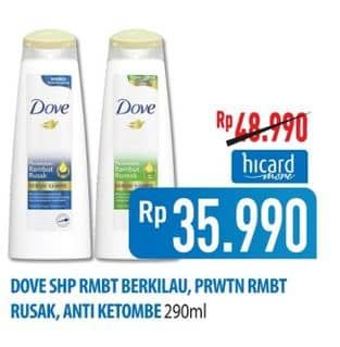 Promo Harga Dove Serum Sampo Perawatan Rambut Rusak, Perawatan Rambut Berkilau, Anti Ketombe 290 ml - Hypermart