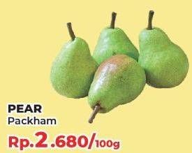 Promo Harga Pear Packham per 100 gr - Yogya