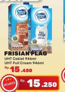 Promo Harga Frisian Flag Susu UHT Purefarm Full Cream, Swiss Chocolate 946 ml - Yogya