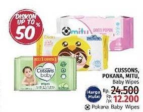 Promo Harga CUSSONS BABY/MITU/POKONA Baby Wipes  - LotteMart