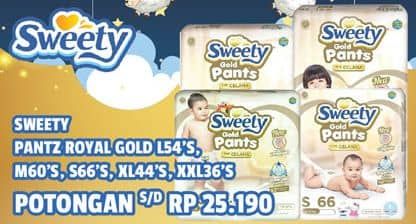 Promo Harga Sweety Gold Pants L54, M60, S66, XL44, XXL36 36 pcs - Hypermart