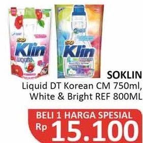 Promo Harga SO KLIN Liquid Detergent Korean Camelia, Power Clean Action White Bright 750 ml - Alfamidi
