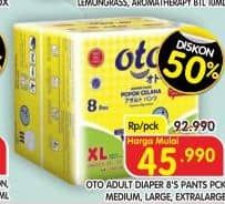 Promo Harga OTO Adult Diapers Pants M8, L8, XL8 8 pcs - Superindo