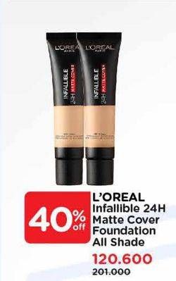 Promo Harga Loreal Infallible 24H Matte Cover Foundation All Variants 35 ml - Watsons