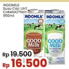 Promo Harga Indomilk Susu UHT Cokelat, Full Cream Plain 950 ml - Indomaret