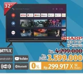 Promo Harga SHARP 2T-C32BG1 | LED TV 32 inch  - LotteMart