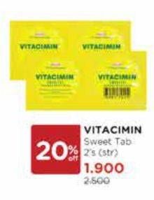 Promo Harga VITACIMIN Vitamin C - 500mg Sweetlets (Tablet Hisap) 2 pcs - Watsons