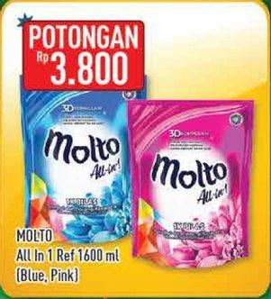 Promo Harga MOLTO All in 1 Blue, Pink 1600 ml - Hypermart