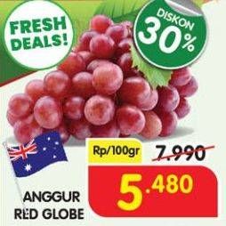 Promo Harga Anggur Red Globe per 100 gr - Superindo