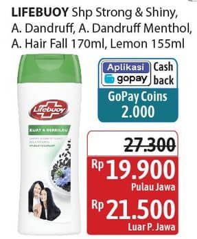 Promo Harga Lifebuoy Shampoo Anti Hair Fall, Refresh Cool, Strong Shiny, Anti Dandruff 155 ml - Alfamidi