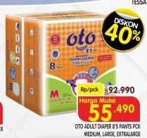 Promo Harga OTO Adult Diapers Pants M8 8 pcs - Superindo