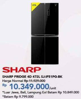 Promo Harga SHARP SJ-IF51PG-BK | Kulkas 427 L  - Carrefour