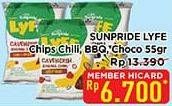 Promo Harga Sunpride Lyfe Cavendish Banana Chips Beef BBQ, Chili Lemon, Chocolate 55 gr - Hypermart