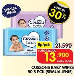 Promo Harga CUSSONS BABY Wipes All Variants 50 sheet - Superindo