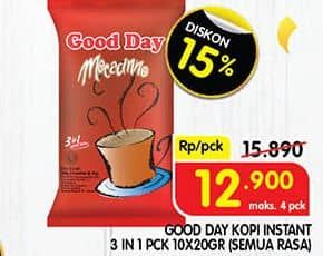 Promo Harga Good Day Instant Coffee 3 in 1 All Variants per 10 sachet 20 gr - Superindo