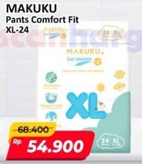 Promo Harga Makuku Comfort Fit Diapers Pants XL24 24 pcs - Alfamart