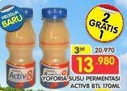 Promo Harga YOFORIA Fermented Milk Drink Activ8 per 3 botol 170 ml - Superindo