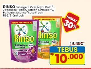 Promo Harga Rinso Liquid Detergent + Molto Japanese Peach, + Molto Purple Perfume Essence, + Molto Royal Gold, + Molto Korean Strawberry, + Molto Pink Rose Fresh 565 ml - Indomaret