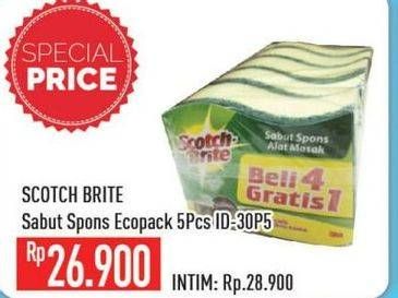 Promo Harga 3M SCOTCH BRITE Sabut Spon Ecopack ID-30P5 5 pcs - Hypermart