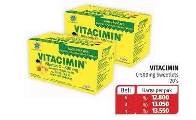 Promo Harga VITACIMIN Vitamin C - 500mg Sweetlets (Tablet Hisap) Sweetless 20 pcs - Lotte Grosir