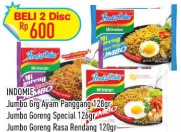 Promo Harga Indomie Mi Goreng Jumbo Ayam Panggang, Rendang, Spesial 120 gr - Hypermart