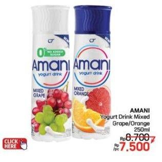 Promo Harga Amani Yoghurt Drink Mixed Orange, Mixed Grape 250 ml - LotteMart