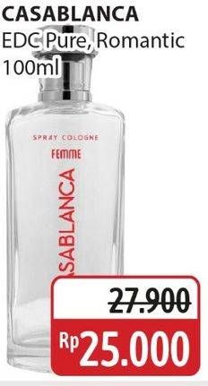 Promo Harga Casablanca Spray Cologne Glass Femme Pure, Femme Romantic 100 ml - Alfamidi